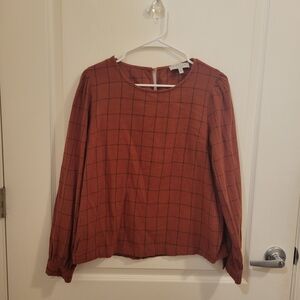 Hayden Terracotta Grid Blouse